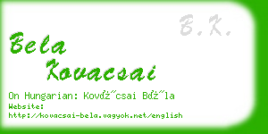 bela kovacsai business card